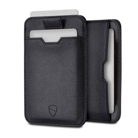 Vaultskin CHELSEA Slim Minimalist Leather Wallet for Men with RFID Blocking. Small Front Pocket Credit Card Holder with secure Anti Theft Protection (Black)