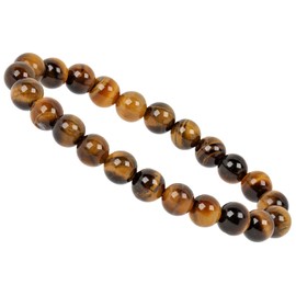 Eledoro Genuine Gemstone Beads, Chakra Bracelet, PowerBead, Stretch Bead Bracelet, 8 mm, 17 centimeters, Gemstone, Tiger's Eye