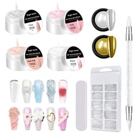 Solid Builder Gel for Nails, 15g Clear Hard Gel for Nails 3D Sculpting nail Gel Carvin Nail Extension Nail Art Salon Home Non-Sticky Hand (4 colors set c)