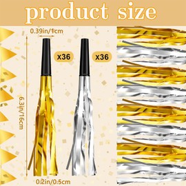 72 Pieces New Years Eve Party Supplies 2025, Happy New Year Party Blowers Noisemakers Gold Silver Noise Makers, NYE Decorations
