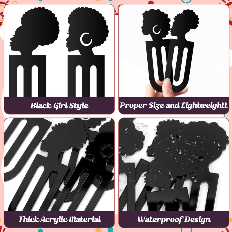 Laffact Black Girls Read Acrylic Bookmarks, 18Pcs Plastic Marker for