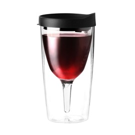 Asobu Vino2Go Double Wall Insulated Wine Tumbler, Black