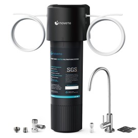 NOVETE Under Sink Water Filter, NSF/ANSI 42/372 Certified, Reduces Lead, Chlorine, PFAS, PFOA/PFOS, Bad Tastes, Water Filtration System with Stainless Faucet, 12 Months, USA Tech, UWF1A-KPC, Black