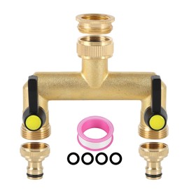 timoplus Wasserhahn Wasserverteiler, Verl?ngerter Griff, 3/4 Zoll Messing Wasseranschluss Verteiler?Verteiler 3/4" Adapter 3/4" f1r Ger?te/Gartenschl?uche (2 Wege Verteiler - Verl?ngerter Griff)