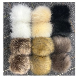 Pack of 12 15 cm Faux Fur Bobble Pompoms for Hats Faux Fur Pompoms Large Pom Pom with Elastic Loop Winter Fur Bobble Fake for Key Chain Bag Hats Pendant