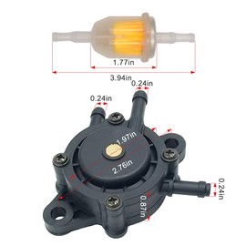 808492 808656 Fuel Pump for Briggs Stratton 491922 691034 692313, for Kohler 24 393 04-S/24 393 16-S John Deere Lg808656 M138498 M145667 Honda 16700-Z0J-003 Kawasaki 49040-7001 Fuel Pump + Fuel Filter