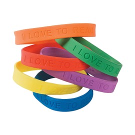 Fun Express I Love to Read Rubber Bracelets - 24 Pieces - Educational and Learning Activities for Kids