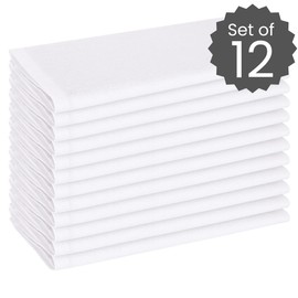 Cotton Clinic Cloth Dinner Napkins - Perfect Everyday Use Table Napkins - Soft Durable Washable - Ideal for Party Wedding Christmas Easter - Set of 12-20x20 inches White Napkins