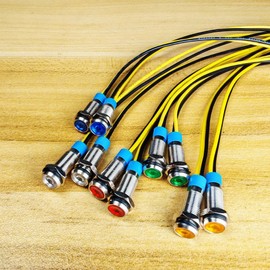 Gebildet 10Pcs 6mm 110V-220VAC LED Metal Indicator Light Waterproof Signal Lamp (Green/Orange/Red/Blue/White,Each 2pcs)