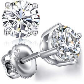 Mens Earrings Men Diamond Earrings Silver Diamond Studs Mens Earrings Stud Screw Back Cubic Zirconia Earrings Fake Diamond Earrings Sterling Silver Cubic Zirconia Earrings 7mm