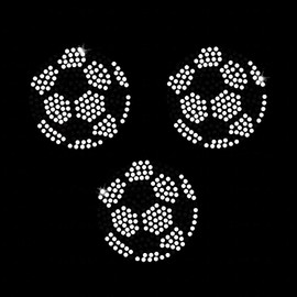 3 Glitter Football Balls Iron On Rhinestone Crystal Black Rhinestone T-Shirt Transfer Bling by JCS Rhinestones