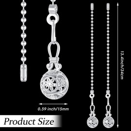 Yaomiao 4 Pieces Ceiling Fan Pull Chain Vintage Hollow Fan Danglers Coppery Color Light Pull Extension 13 Inch Lamp Pulls Extender with Ball Connector Chain for Decoration(White)