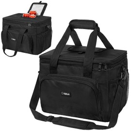 OPUX Soft Cooler Bag, Insulated Collapsible Lunch Cooler Tote for Men Work Camping Beach Travel, Portable Soft Sided Leakproof Waterproof Large Lunch Bag Box with Shoulder Strap 40 Cans, Black