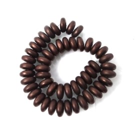 50 Czech Glass Rondelle Beads - Matte - Dark Bronze 6x2mm
