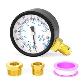 MEANLIN MEASURE 0-100Psi/0-7BAR Well Pump Pressure Gauge, 2" Dial Face, 1/4" BSP, Lower Mount