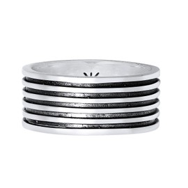 Kuzzoi Men's Ring Oxidised Band Ring Solid (10 mm) in 925 Sterling Silver, Vintage Men's Jewellery Accessory with Groove Structure, Distinctive Ring for Men in Ring Size 60-66, 0601762921, Sterling