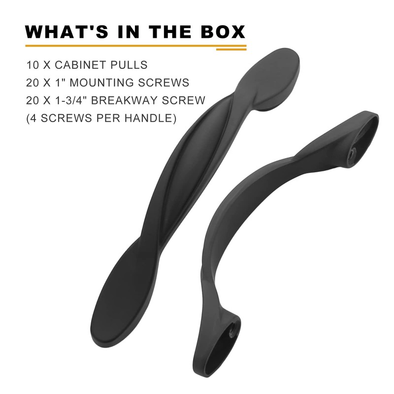 Asidrama 10 Pack 3 Inch(76mm) Matte Black Kitchen Cabinet Handles,