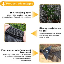 Greenhouse Shading, 3 x 3 m Shade Net, with Eyelets, Shade Net, Shade Net for Greenhouse, Suitable for Gardens and Patios for Effective Protection of Sunlight