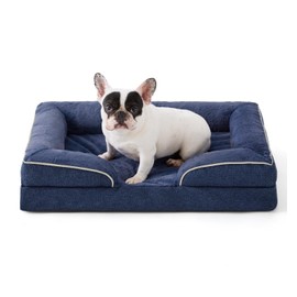 Made4Pets Orthopedic Dog Bed for Medium Dogs, Supportive Foam Medium Pet Bed Sofa with Washable Removable Cover, Waterproof Dog Couch Bed, Non-Slip Bottom and Egg-Crate Foam, Navy Blue