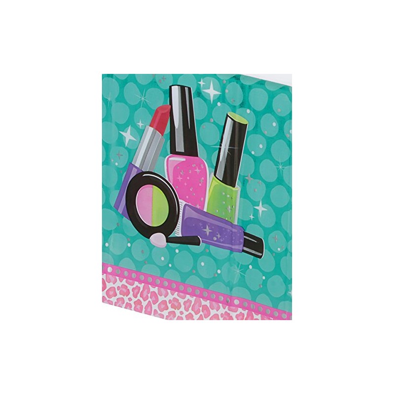 Creative Converting Border Print Plastic Tablecover, Sparkle Spa Party!