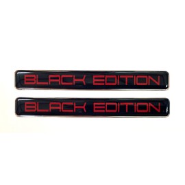 2 x BLACK EDITION Domed Stickers/Decals - Red on Black 106mm