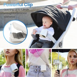 USB Small Personal Clip on Fan,Battery Operated Desk Fan,Infinitely Variable Speed Adjustment,Mini Portable Fan for Table,Bed,Bedroom,Office,Desk,Dorm,Camping,Stroller,Golf Cart,Treadmill-White