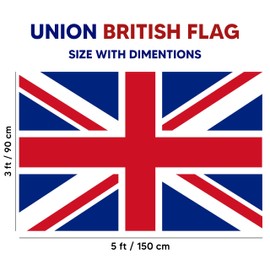 Union Jack Flag 2PC 5ft x 3ft Large Premium GB Britain Flag | Metal Eyelets & Polyester British flag For Outdoor, Sports Events, Balcony Display & National UK Patriotic Celebrations