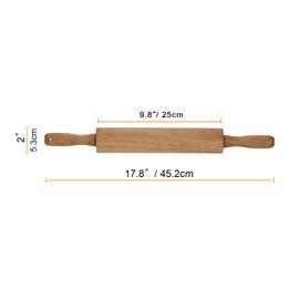 GreatChef Wood Rolling Pin for Baking & Dough, Non-stick Roller with Handle, 17.8 inch, Classic for Pizza, Pie, pastry, cookie