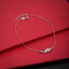 Vanbelle Sterling Silver Jewelry Centered Leaf Nature-Theme Anklet with Rhodium