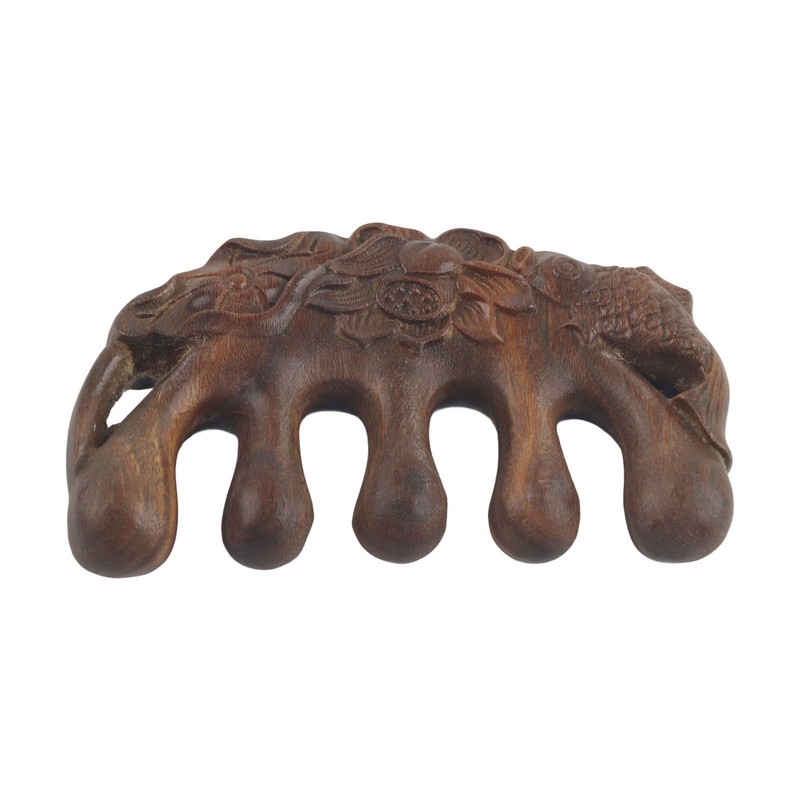 Meridian Wide Tooth Massage Comb Green Sandalwood Head Scalp Massage