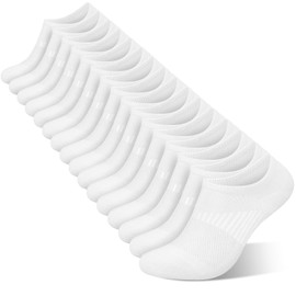wernies No Show Socks Womens 8 Pairs, Ankle Non Slip Low Short Invisible Thin Liner Socks White 8-11