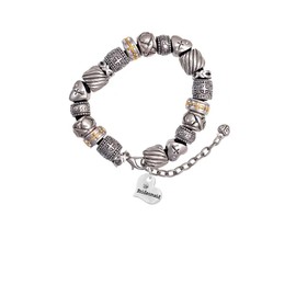 Delight Jewelry Silvertone Small Bridesmaid Heart Silver Tone Christian Bead Bracelet, 7"+2"