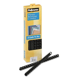 Fellowes 52323 Plastic Comb Bindings, 1/2-Inch Diameter, 90 Sheet Capacity, Black, 25 Combs/Pack