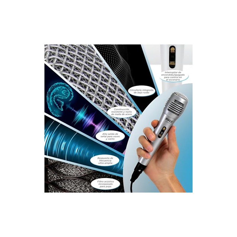 Pyle micrófono dinámico con cable - micrófono profesional unidireccional de