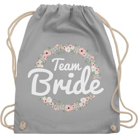 Shirtracer - Gym Bag Backpack - JGA Stag Night Women - Team Bride Flower Wreath I Bride Crew, 01 Light Grey