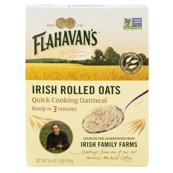 Flahavan's Quick Cooking Oatmeal 16 Pack of, irish rolled oats, 96 Ounce, (Pack of 6)