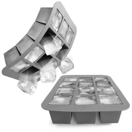 com-four® 2 x Ice Cube Tray for a Total of 24 Ice Cubes - Plastic Ice Cube Tray - Ice Cube Maker for Cooling Drinks (Pack of 2 - Cube M)