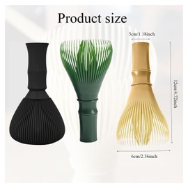 3Pcs Matcha Whisk, Easy to Clean Reusable Powder Whisk, Resin for Making and Stirring Matcha (Green Black Yellow)