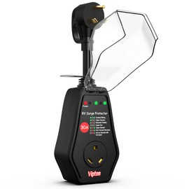 VIPTOO 30A RV Surge Protector with Replaceable Module, 10000J Circuit Analyzer for Camper & Trailer Power Plug, IP65 Waterproof with Oversized Cover (30 Amp 10000J)