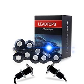 LEADTOPS Eagle Eye LED Lights, 10-pack DIY 12V Ultra thin 23mm Eagle Eye Bulb Fog Tail DRL Daytime Running Lights Blue Kit for Car Motorcycle (Blue, Black)