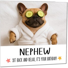 Nephew Birthday Card Funny French Bulldog Birthday Cards for Nephew