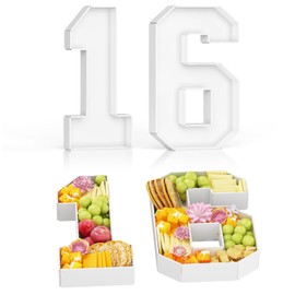 HILAVO Cardboard Number for Charcuterie, 13.7" Cardboard Number 16 Set Fillable Number for Food Paper Mache Number Boxes for Cupcake Sweet Candy 16th Birthday Anniversary Party Decorations