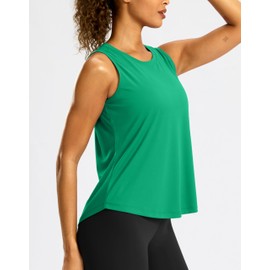 G Gradual Workout Tank Top for Women Sleeveless Athletic Yoga Tops High Neck Quick Dry Running Tennis Sports Shirts for Women(Green,L)