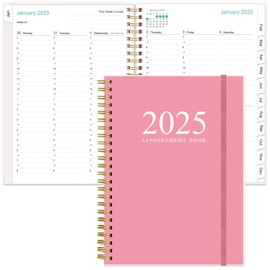 2025 Appointment Book & Planner - A5 2025 Daily Hourly Planner from January 2025 - December 2025, Weekly Appointment Book with 30-Minute Interval, Medium 6.4" x 8.5", Pink