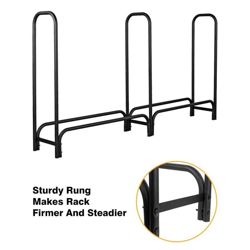 GASPRO 8FT Firewood Rack Outdoor with Cover, Adds Sturdy Middle