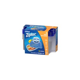Ziploc Container, Medium Rectangle, 1.5 Cups, 4 Count (Pack of 1)