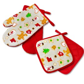 Kitchen Pot Holder Christmas Red 2-Piece PSA Category II Heat Resistant up to 250°C Tested and Certified Product