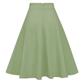 ZEZCLO Women's Dog Printed High Waist Poodle Skirt 50s Vintage Loose Fold Pleated A-line Zipper Skirts Mint Green L