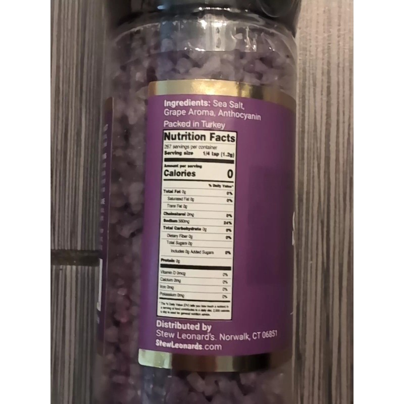 Stew Leonard's Natural Violet Grape Sea Salt with Grinder Jar