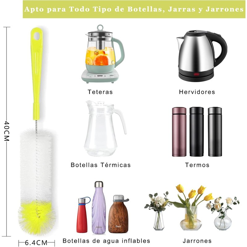 Juego de 8 Cepillos para Limpiar Botellas, Cepillo para Lavar